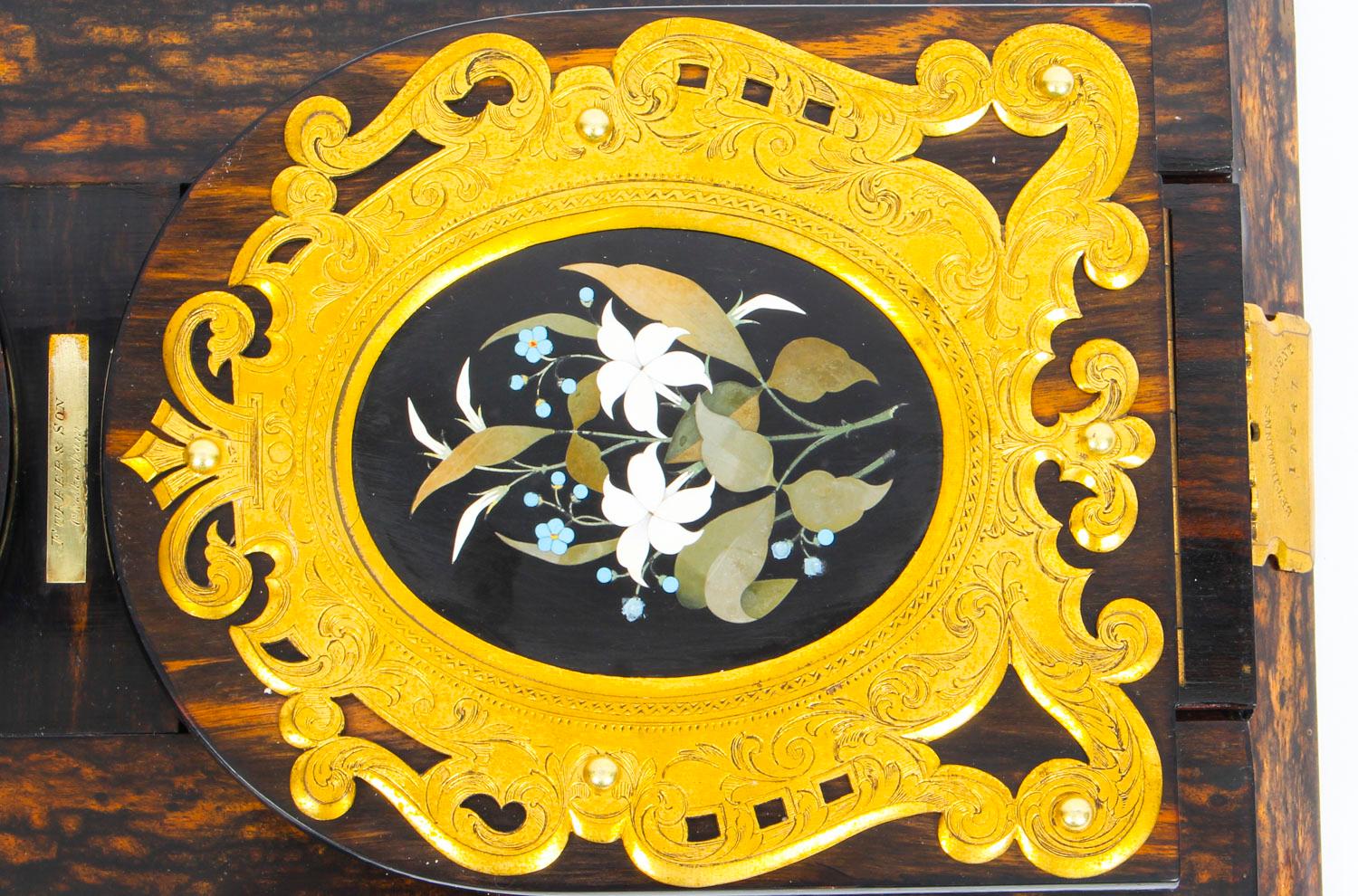 Late 19th Century Antique Victorian Betjemann's Pietra Dura Coromandel Book Slide 19th C
