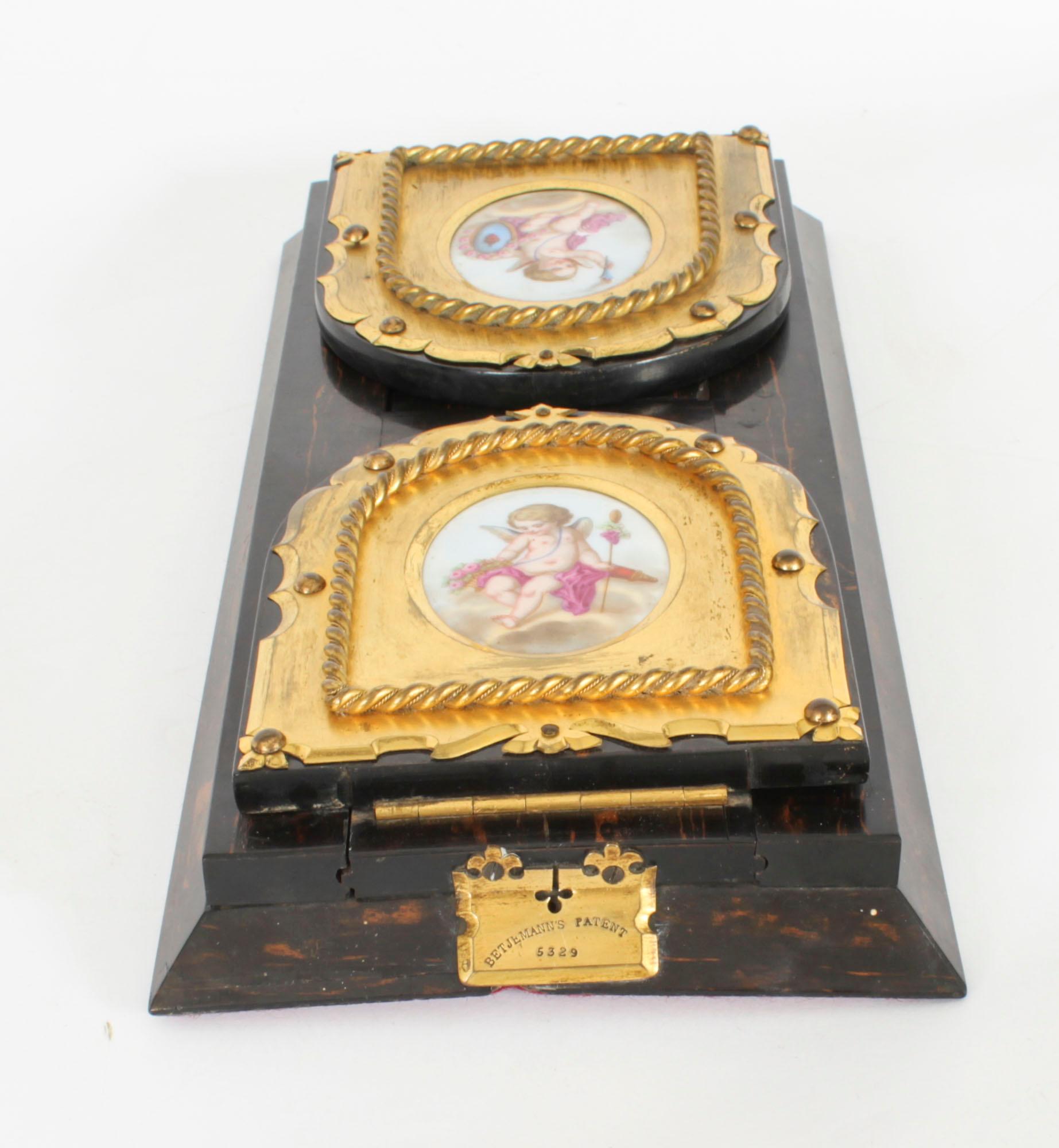 Antike viktorianische Betjemann's Porzellan-Coromandel-Buchschiene aus dem 19. Jahrhundert im Angebot 4