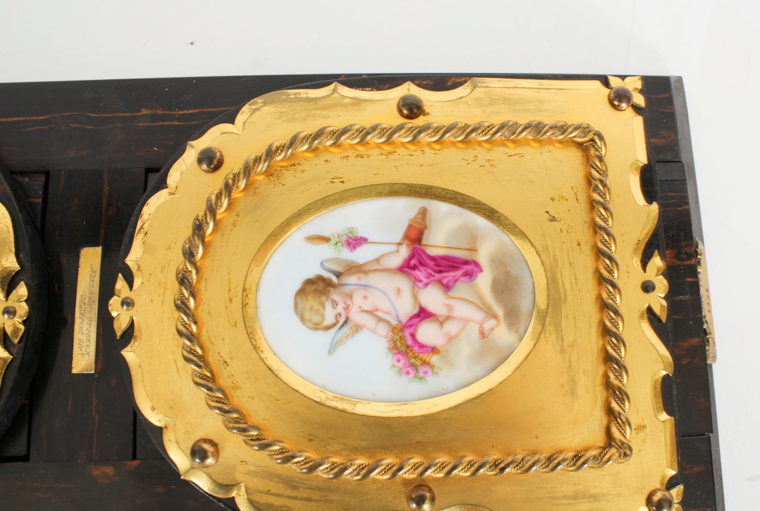 Antike viktorianische Betjemann's Porzellan-Coromandel-Buchschiene aus dem 19. Jahrhundert im Zustand „Gut“ im Angebot in London, GB