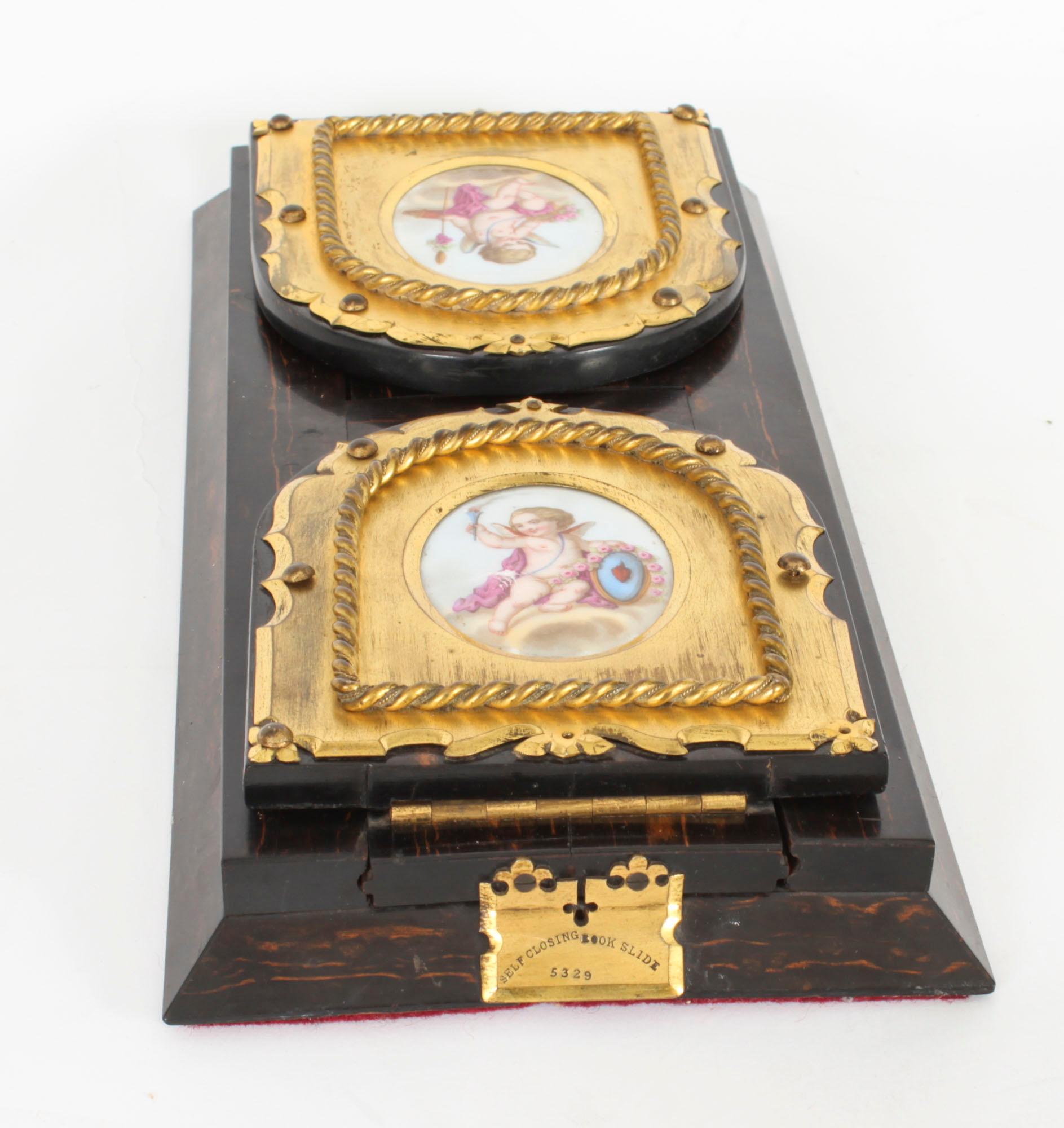 Antike viktorianische Betjemann's Porzellan-Coromandel-Buchschiene aus dem 19. Jahrhundert im Angebot 1