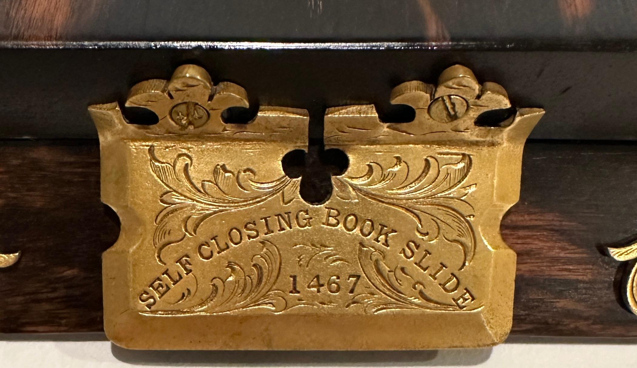 Antique Victorian Betjemann's Self Closing Coromandel Book Slide For Sale 3