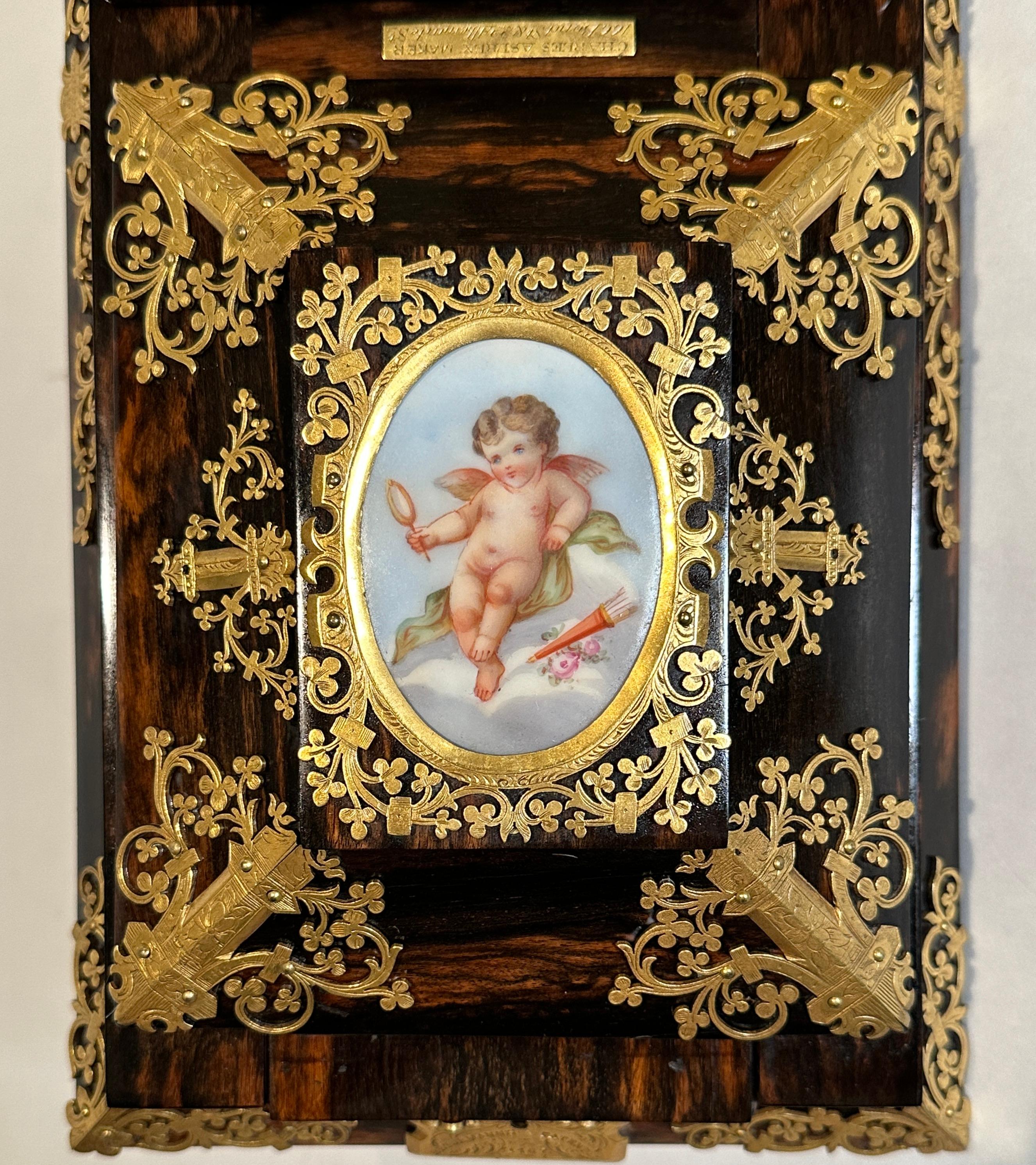 Antike viktorianische Betjemann's Self Closing Coromandel-Buchschiene (Viktorianisch) im Angebot
