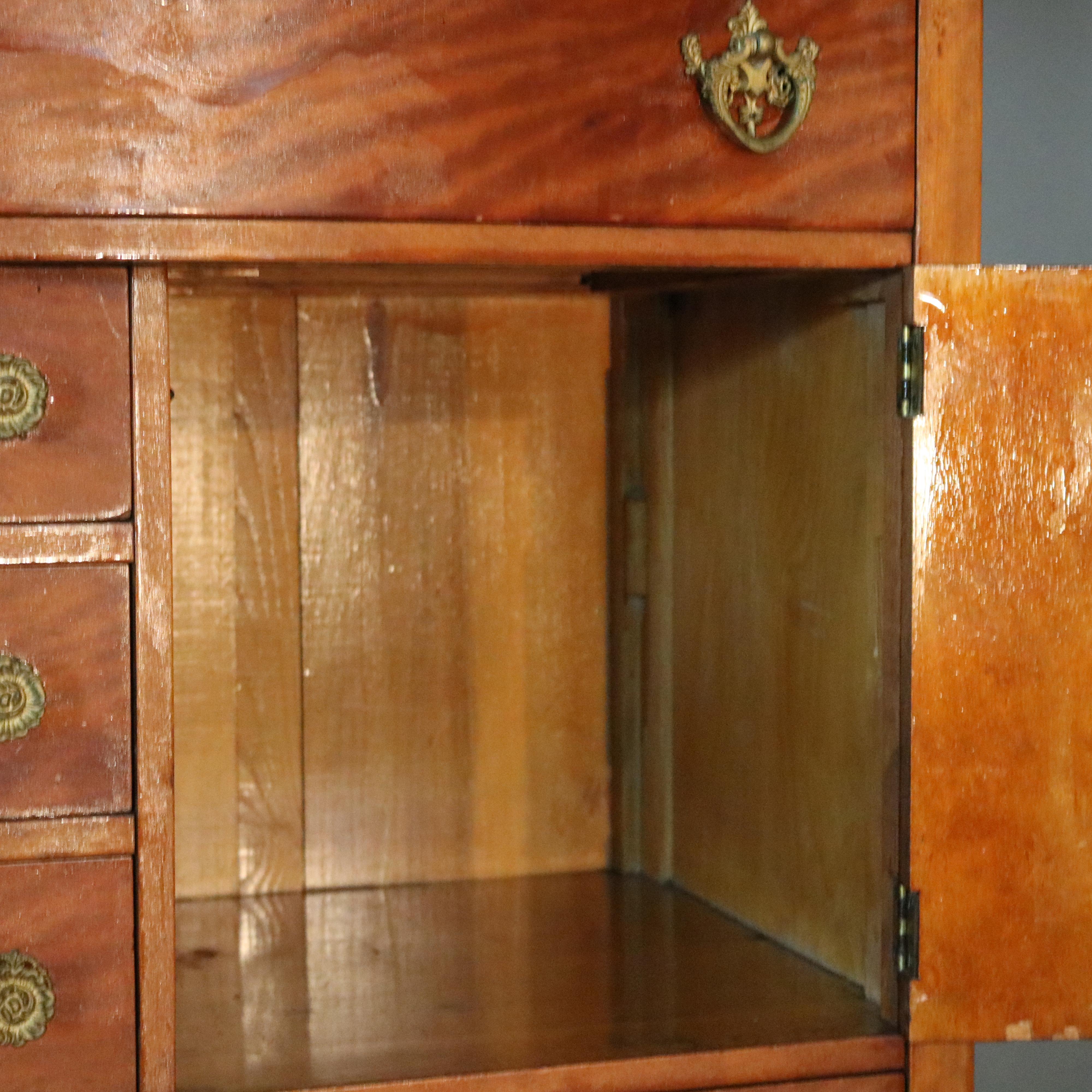 Antique Victorian Birch Mirrored Chiffonier Bonnet Chest of Drawers, circa 1900 5