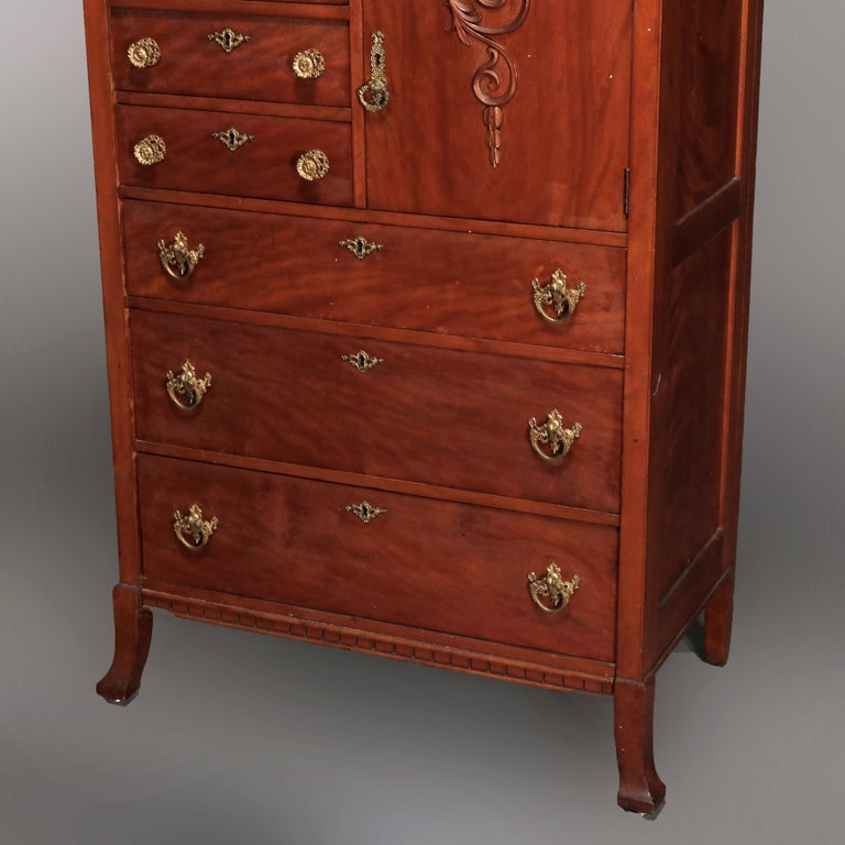 Antique Victorian Birch Mirrored Chiffonier Chest of Drawers