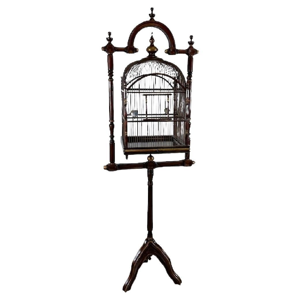 Ancienne cage à oiseaux victorienne sur pied en vente
