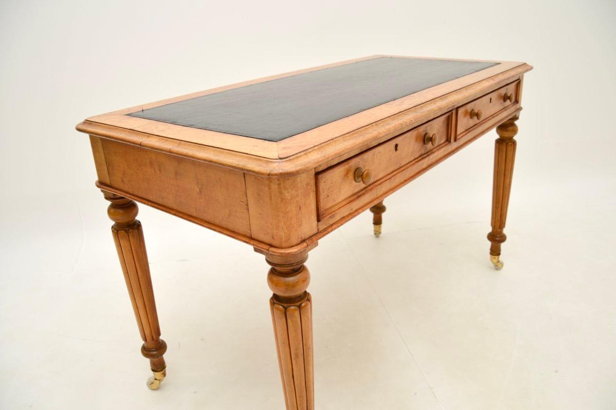 Antique Victorian Birds Eye Maple Writing Table / Desk 3