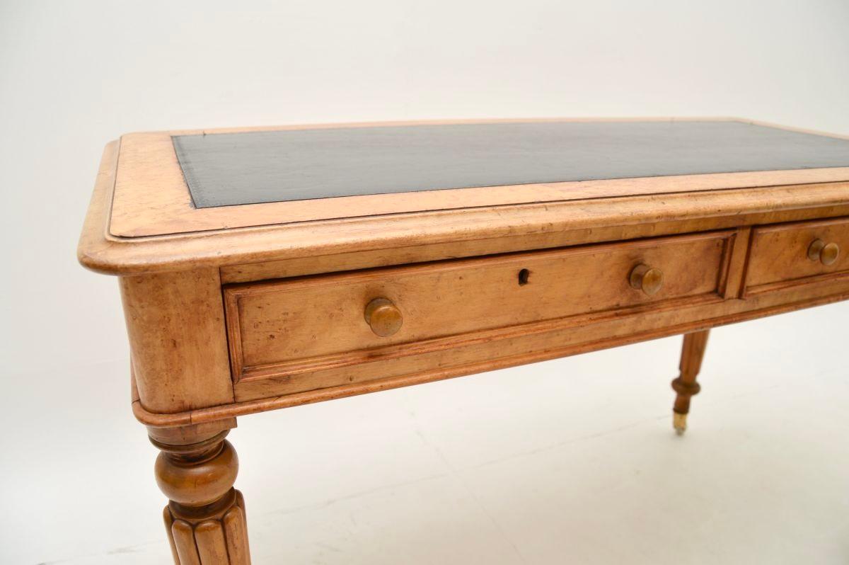 Antique Victorian Birds Eye Maple Writing Table / Desk 4