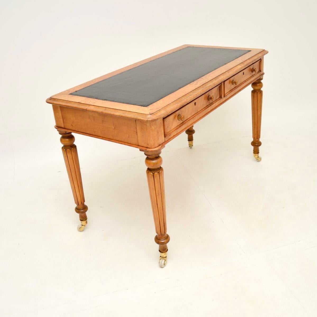 Early Victorian Antique Victorian Birds Eye Maple Writing Table / Desk