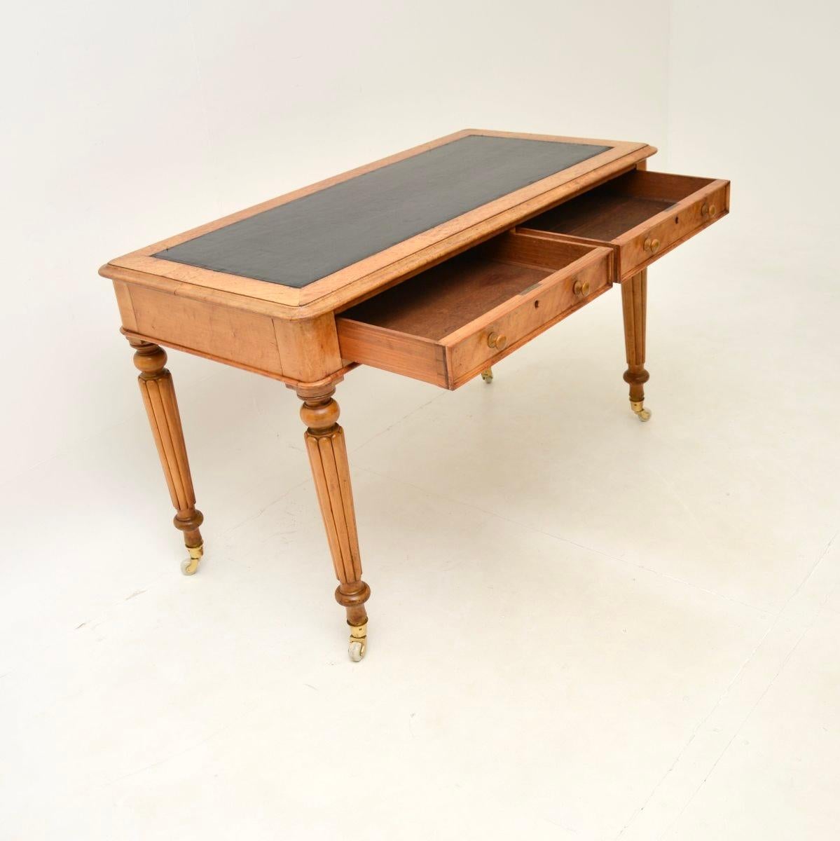 British Antique Victorian Birds Eye Maple Writing Table / Desk