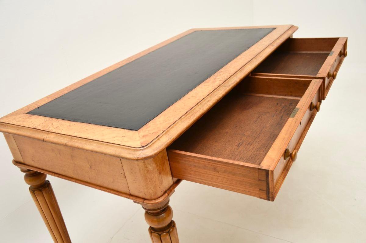 Mid-19th Century Antique Victorian Birds Eye Maple Writing Table / Desk