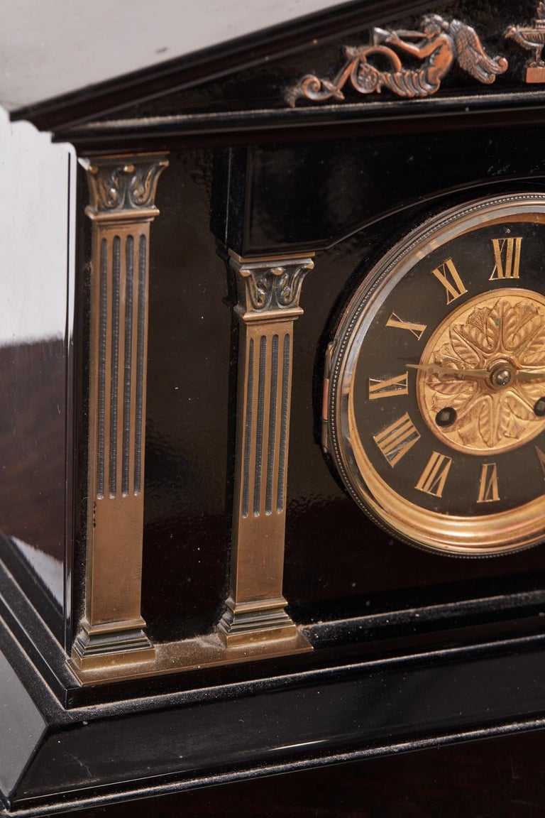 Antique Victorian Black Marble Mantel Clock at 1stDibs