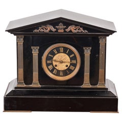 Antique Victorian Black Marble Mantel Clock