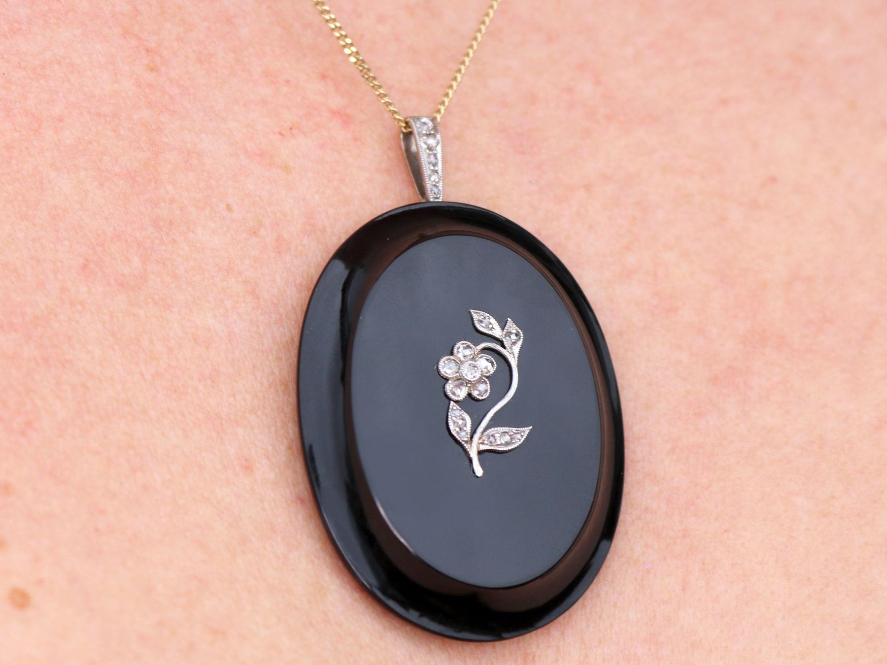 Antique Victorian Black Onyx and Diamond Locket For Sale 2