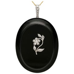 Antique Victorian Black Onyx and Diamond Locket