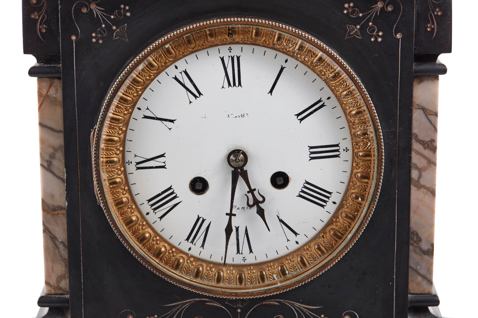 victorian black slate mantel clock