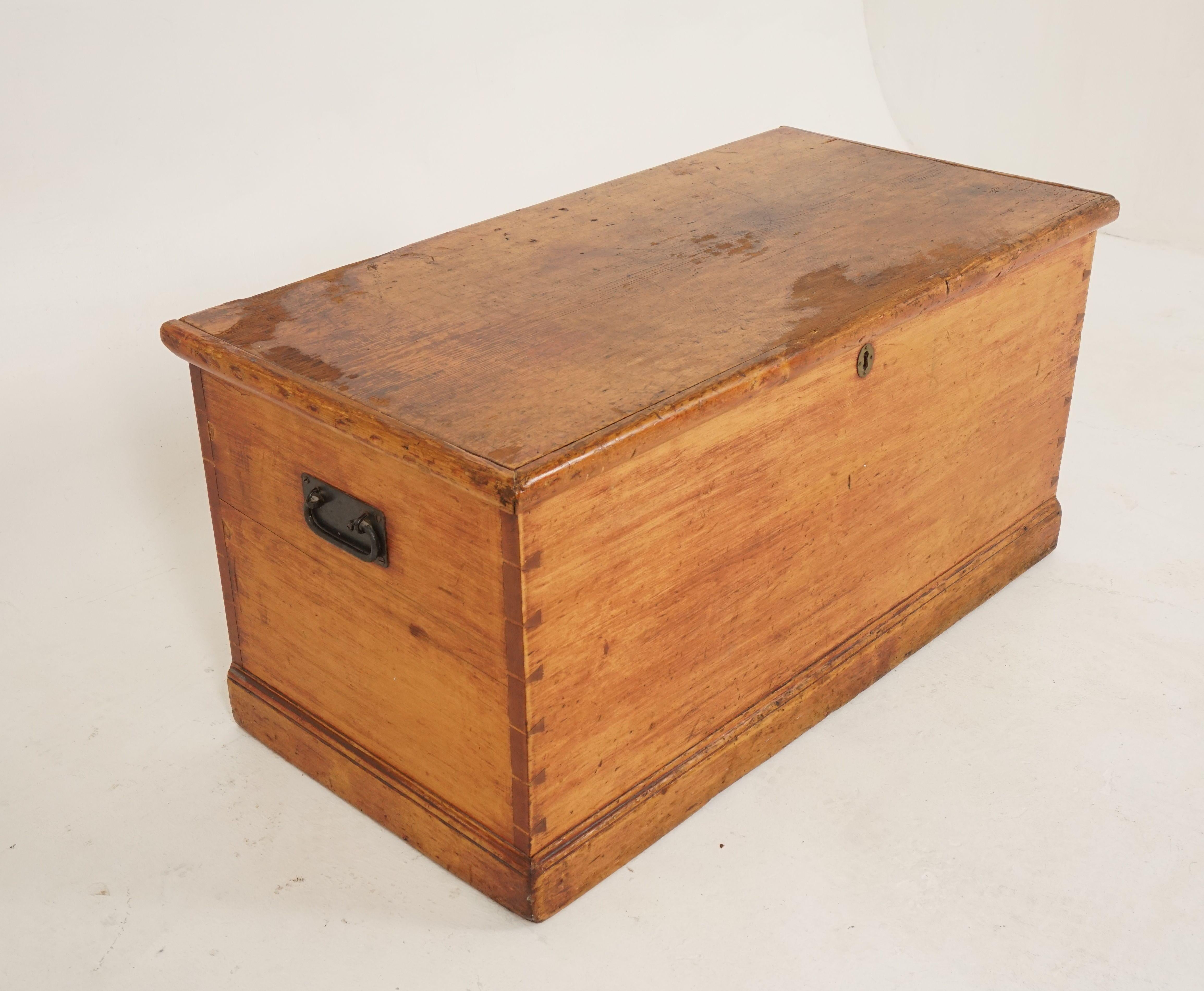 Scottish Antique Victorian Blanket Box, Pine Toy Box, Coffee Table, Scotland 1880, B2526