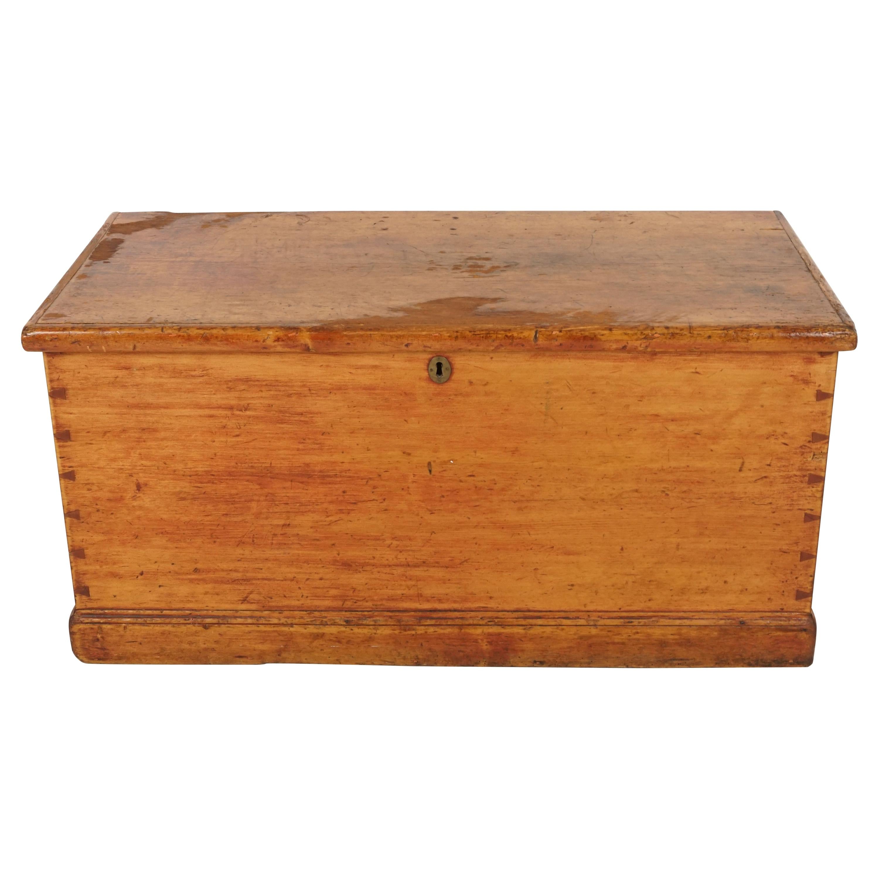 Antique Victorian Blanket Box, Pine Toy Box, Coffee Table, Scotland 1880, B2526
