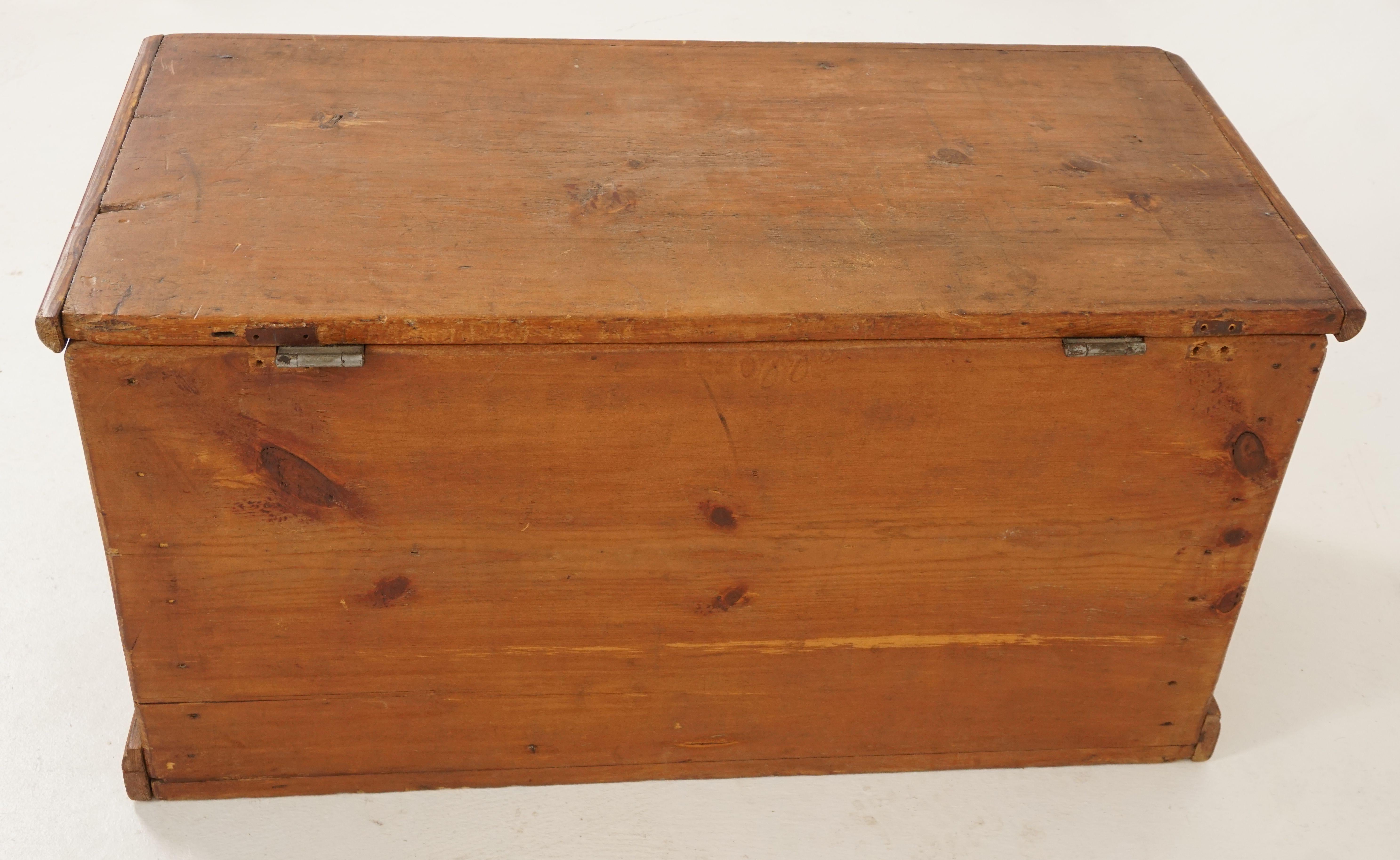 Late 19th Century Antique Victorian Blanket Box, Pine Toy Box, Coffee Table, Scotland 1890, B2527 