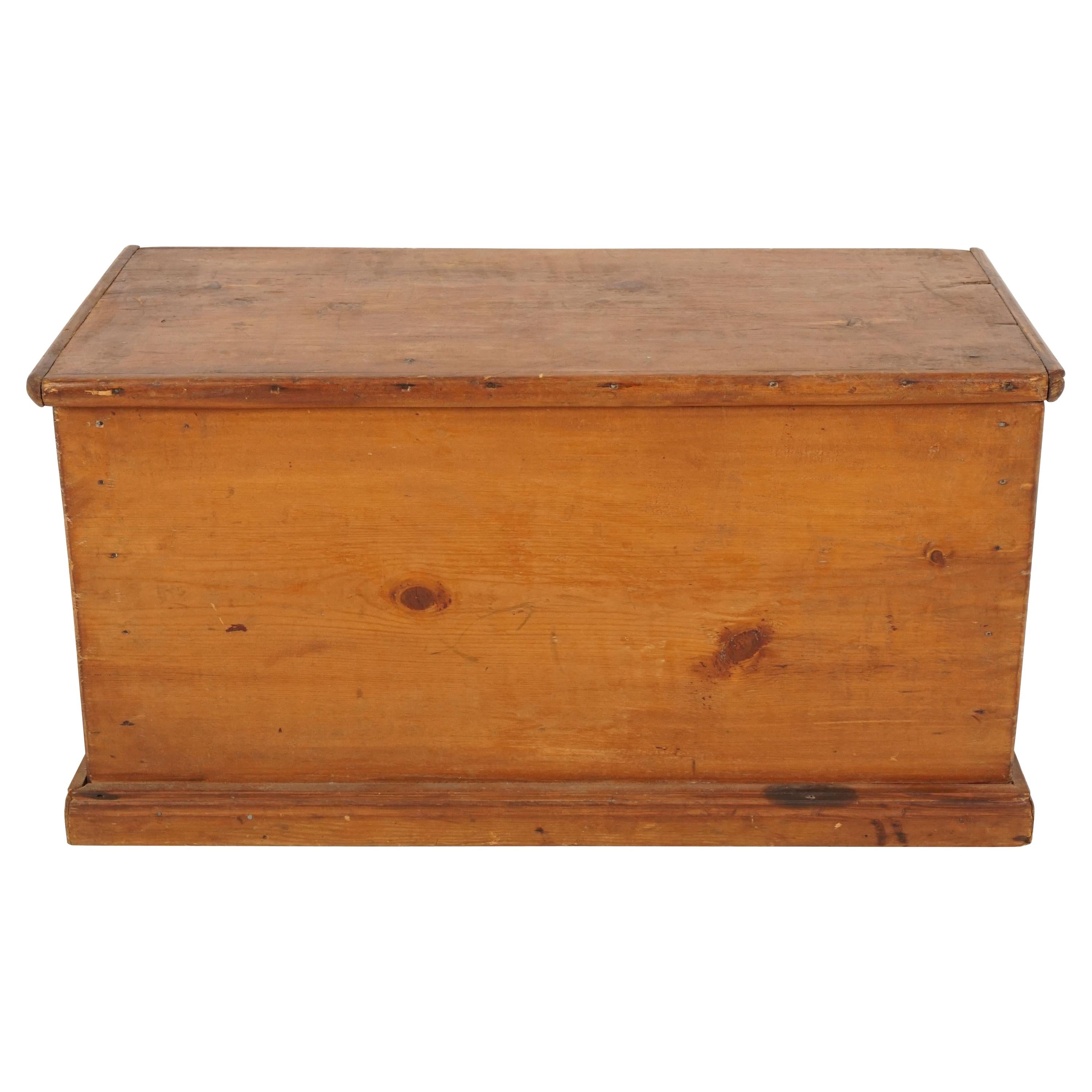 Antique Victorian Blanket Box, Pine Toy Box, Coffee Table, Scotland 1890, B2527 