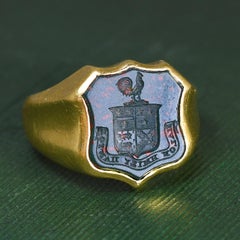 Antique Victorian Bloodstone 18k Gold Intaglio Signet Ring, Circa 1890