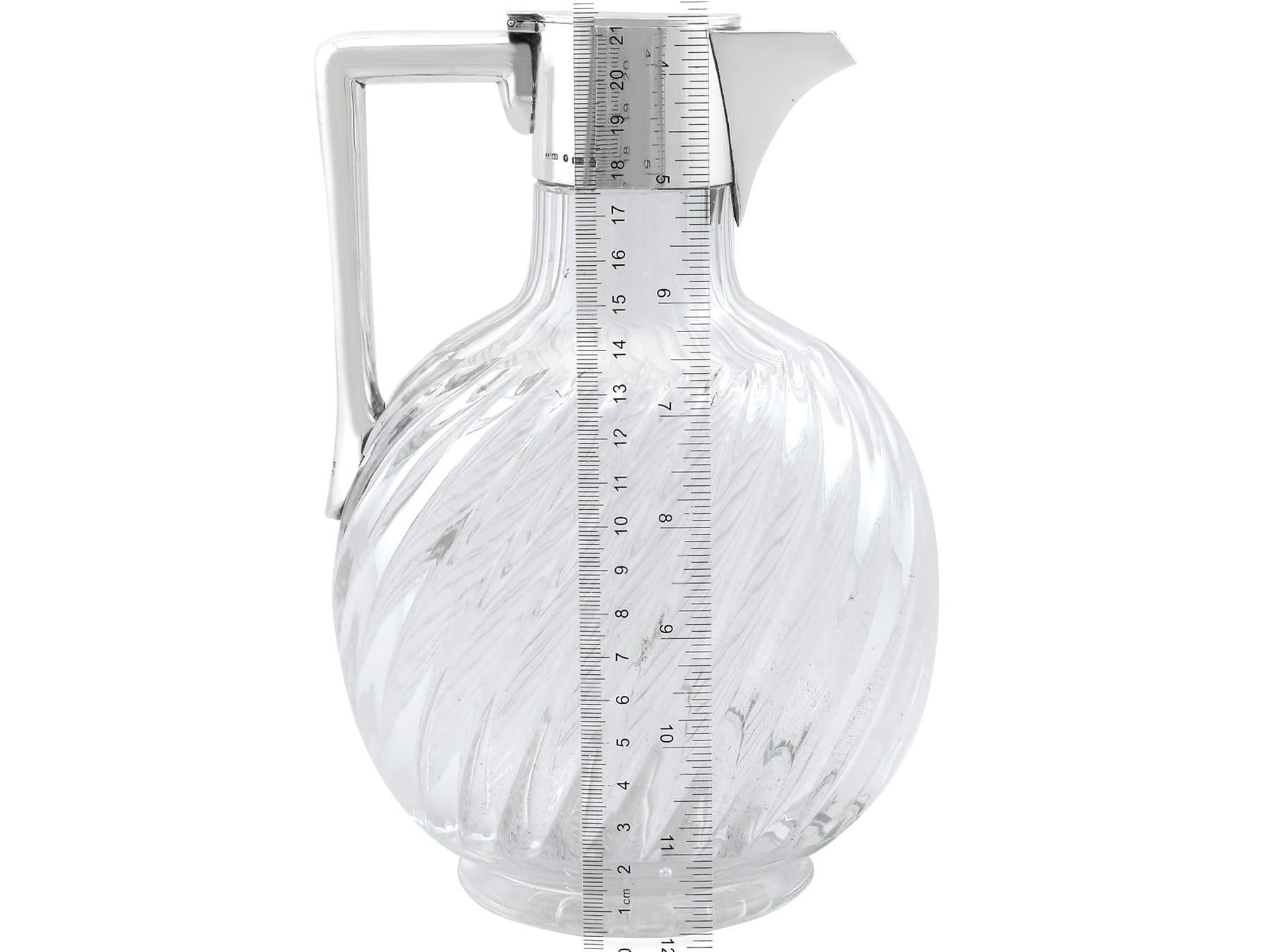 Antique Victorian Blown Glass and Sterling Silver Mounted Claret Jug For Sale 4