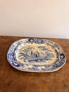 Antique Victorian blue and white meat platter