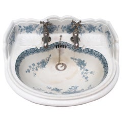 Antique Victorian Blue and White Patterned Wash Basin