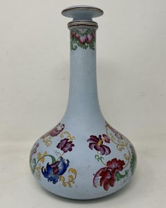 Antique Victorian Blue Porcelan Bottle Vase or Urn Ships Decanter Hand Painted