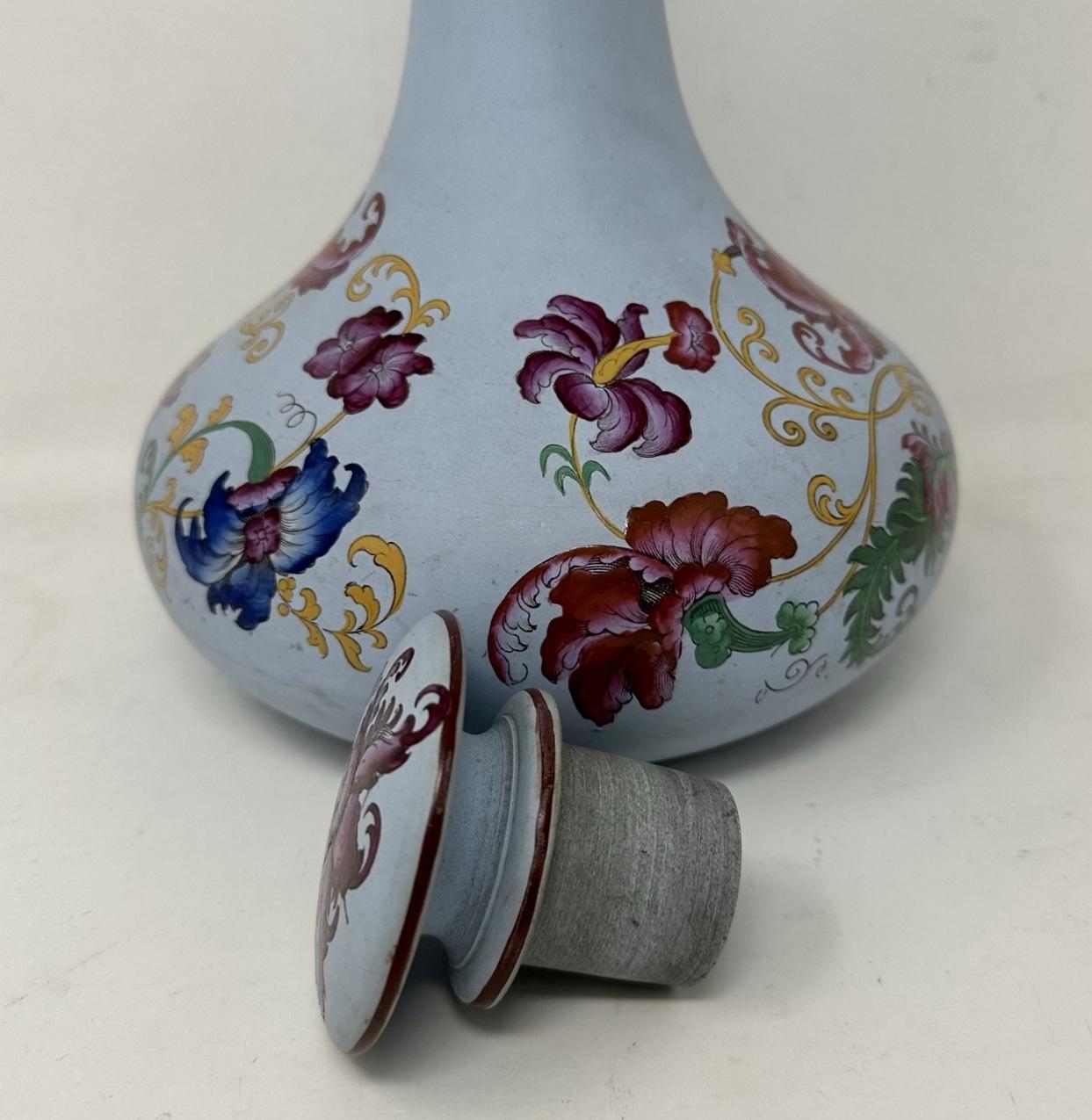 Antique Victorian Blue Porcelan Bottle Vase or Urn Ships Decanter Hand Painted In Good Condition For Sale In Dublin, Ireland