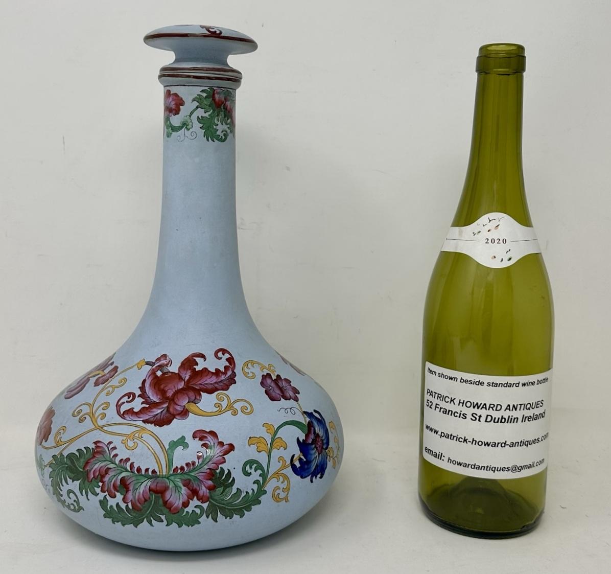 Antique Victorian Blue Porcelan Bottle Vase or Urn Ships Decanter Hand Painted For Sale 1