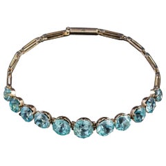 Antique Victorian Blue Zircon Bracelet 9 Carat Rose Gold, circa 1900