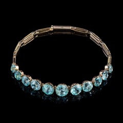 Antique Victorian Blue Zircon Bracelet 9 Carat Rose Gold, circa 1900