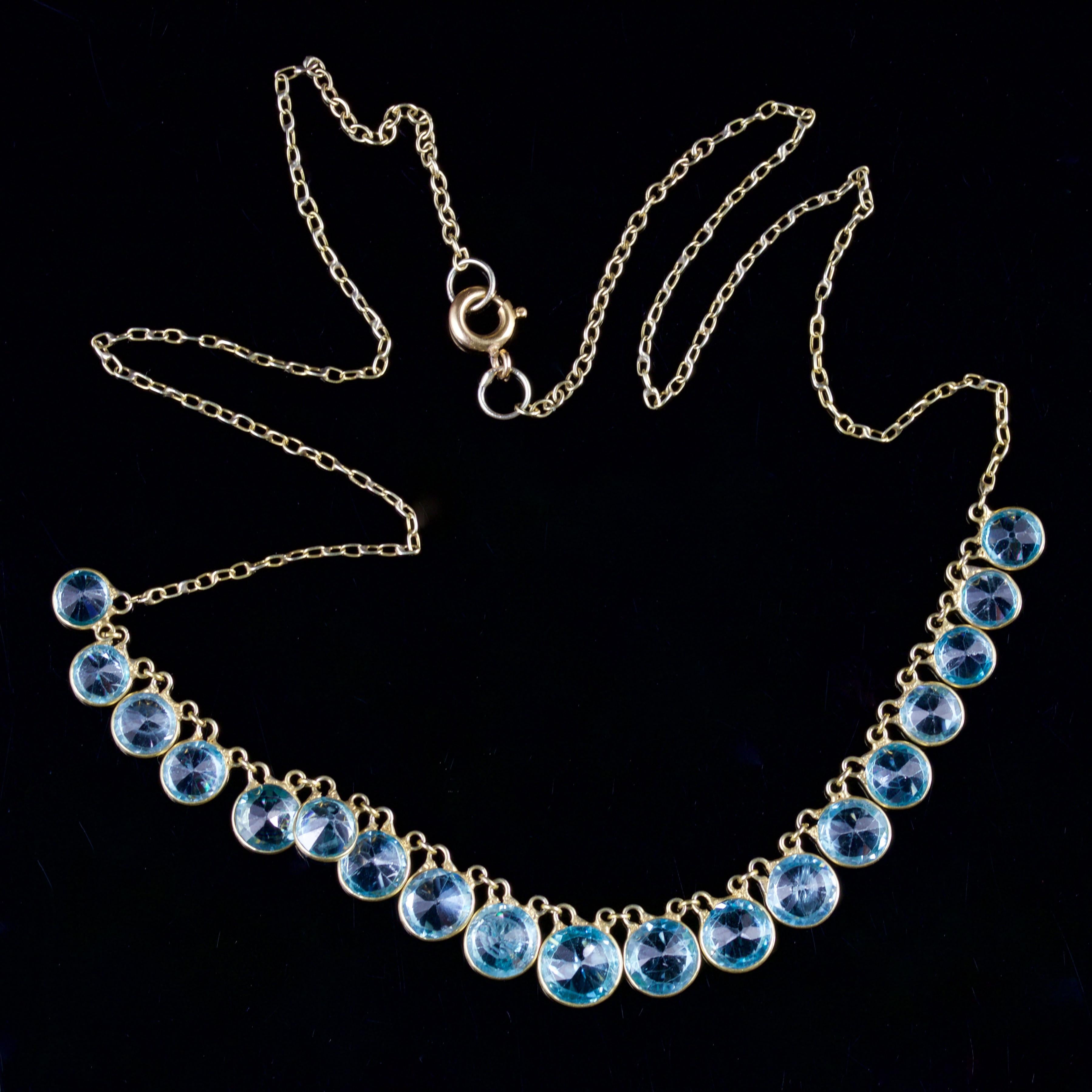 Women's Antique Victorian Blue Zircon Necklace 9 Carat, circa 1900