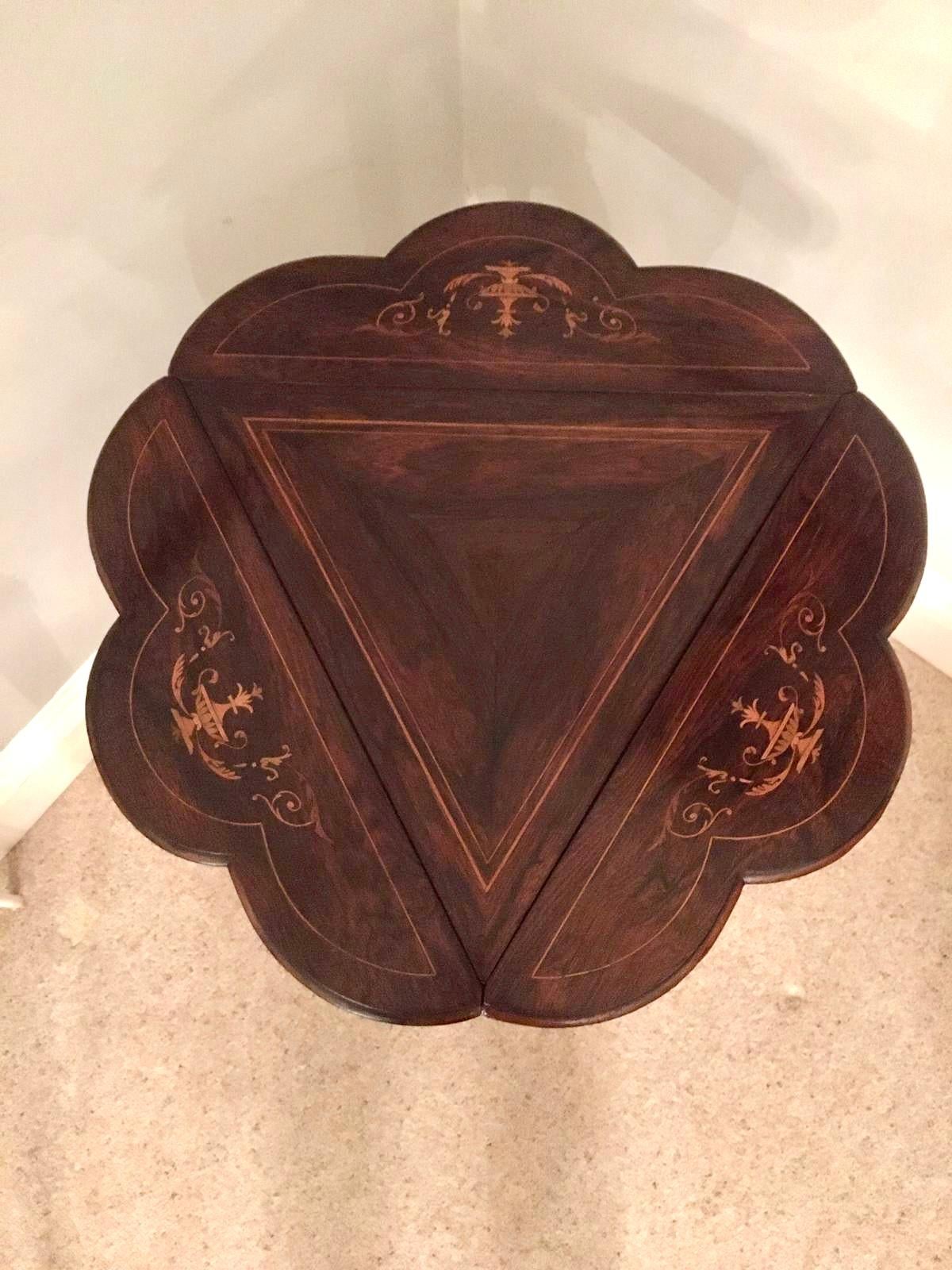 Inlay  Antique Edwardian Inlaid Drop Leaf Table For Sale