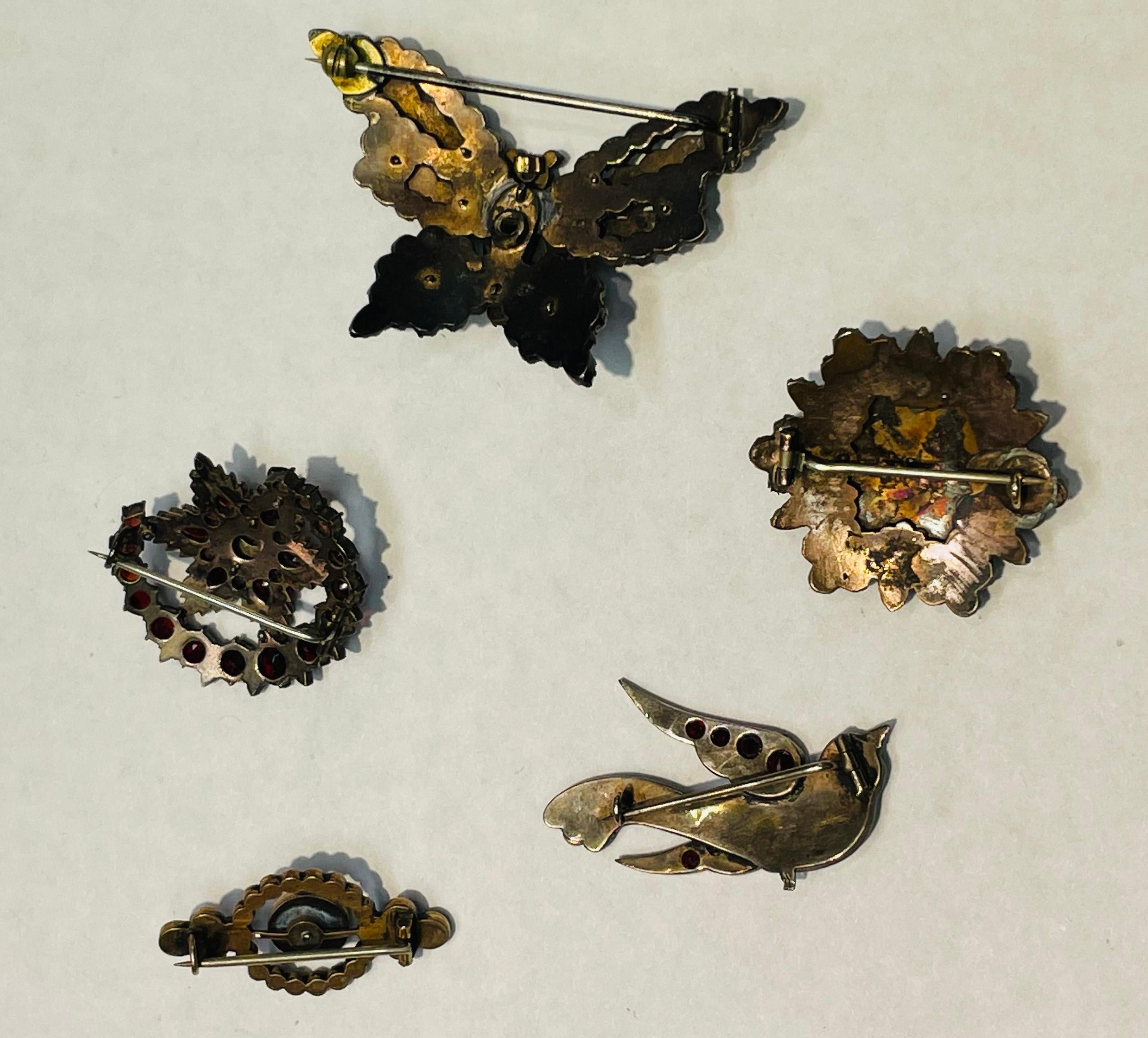 Antique Victorian Bohemian Garnet Brooch Pins Collection Estate Fine Jewelry 2