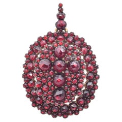 Antique Victorian Bohemian Garnet Cross Mourning Locket