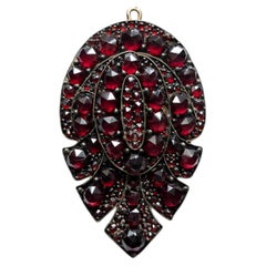 Antique Victorian Bohemian Garnet Double Layer Leaf Brooch Pendant