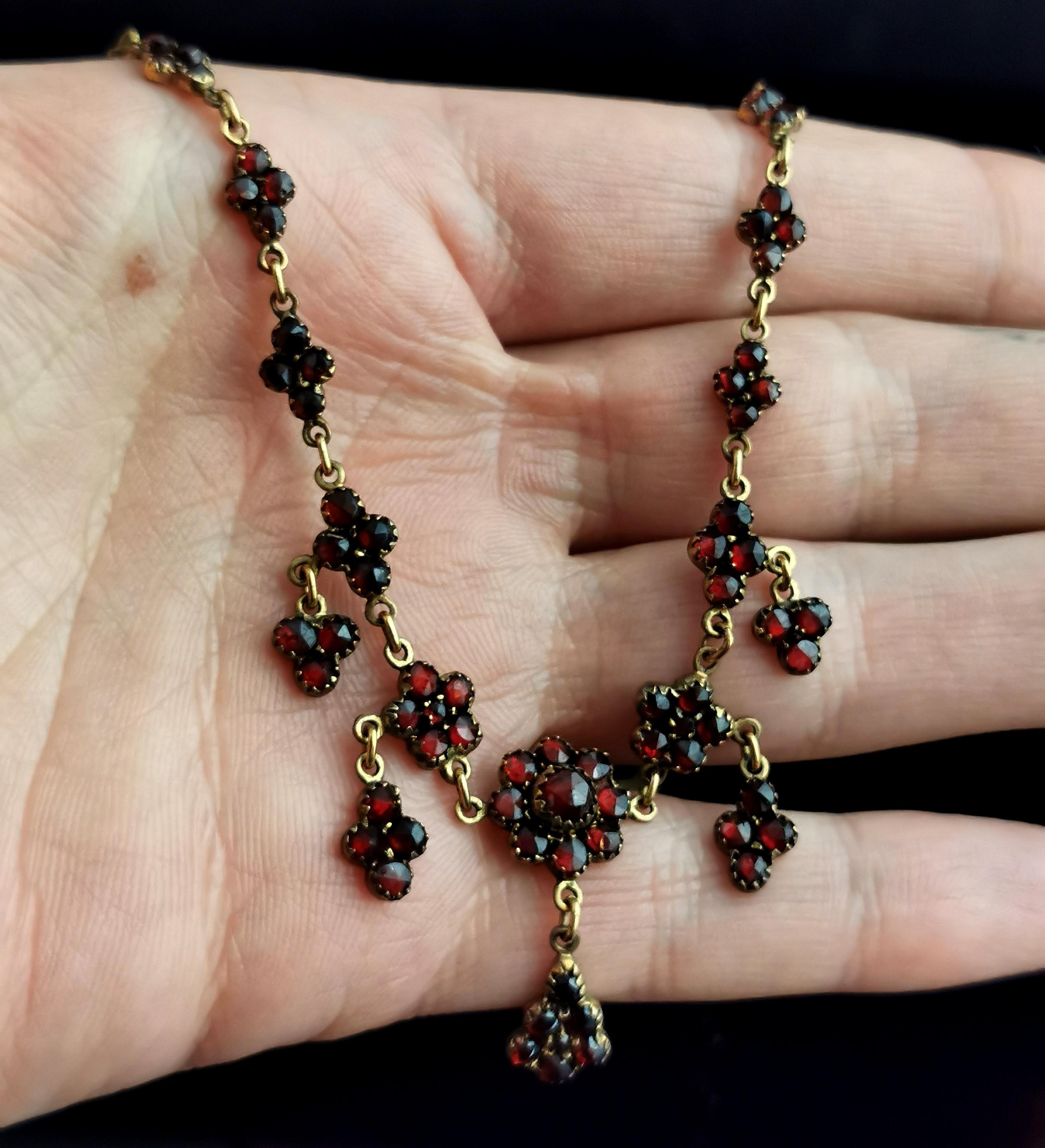 Antique Victorian Bohemian Garnet Drop Necklace 4