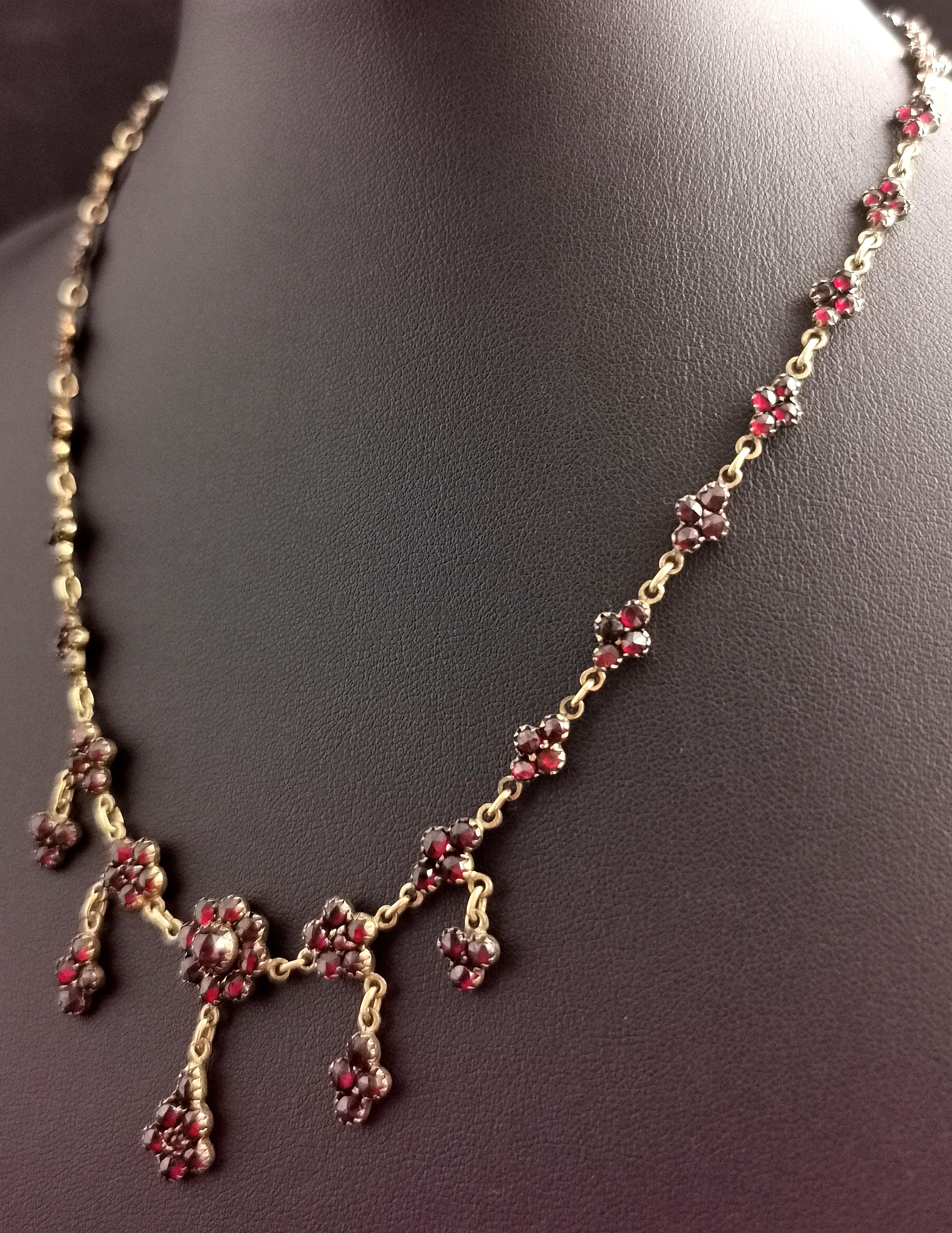 Antique Victorian Bohemian Garnet Drop Necklace 6