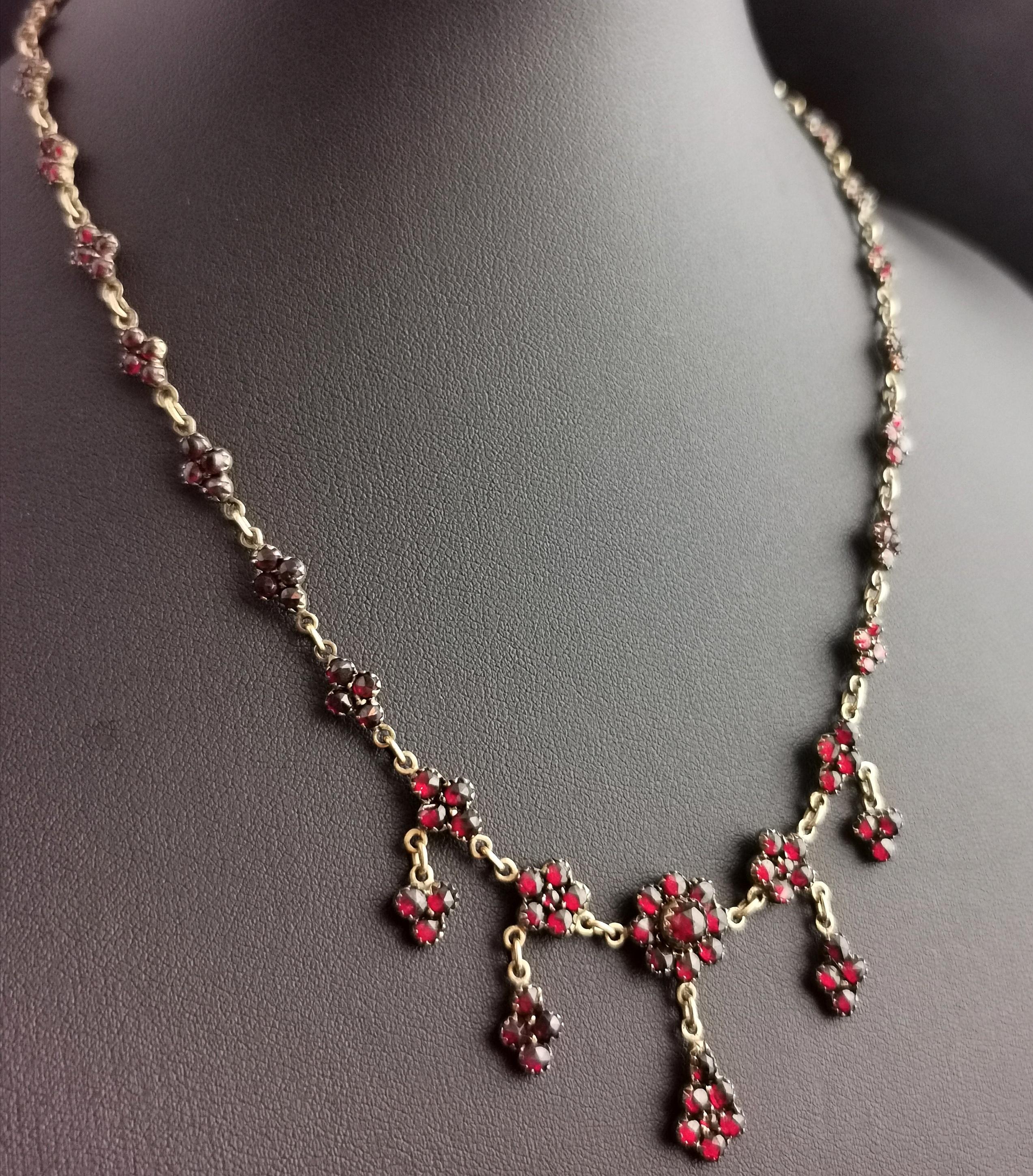 Antique Victorian Bohemian Garnet Drop Necklace 7