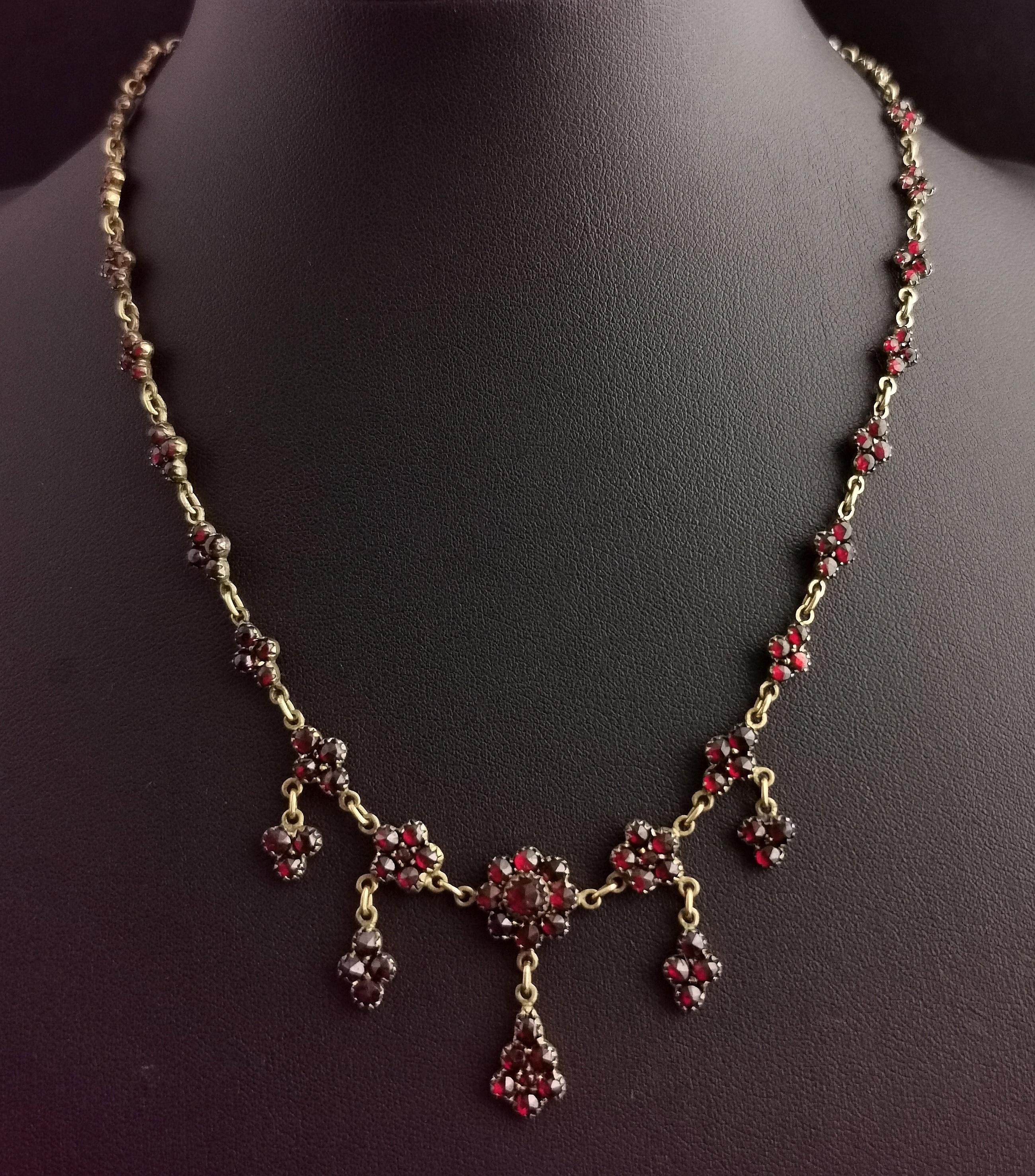 Antique Victorian Bohemian Garnet Drop Necklace 8