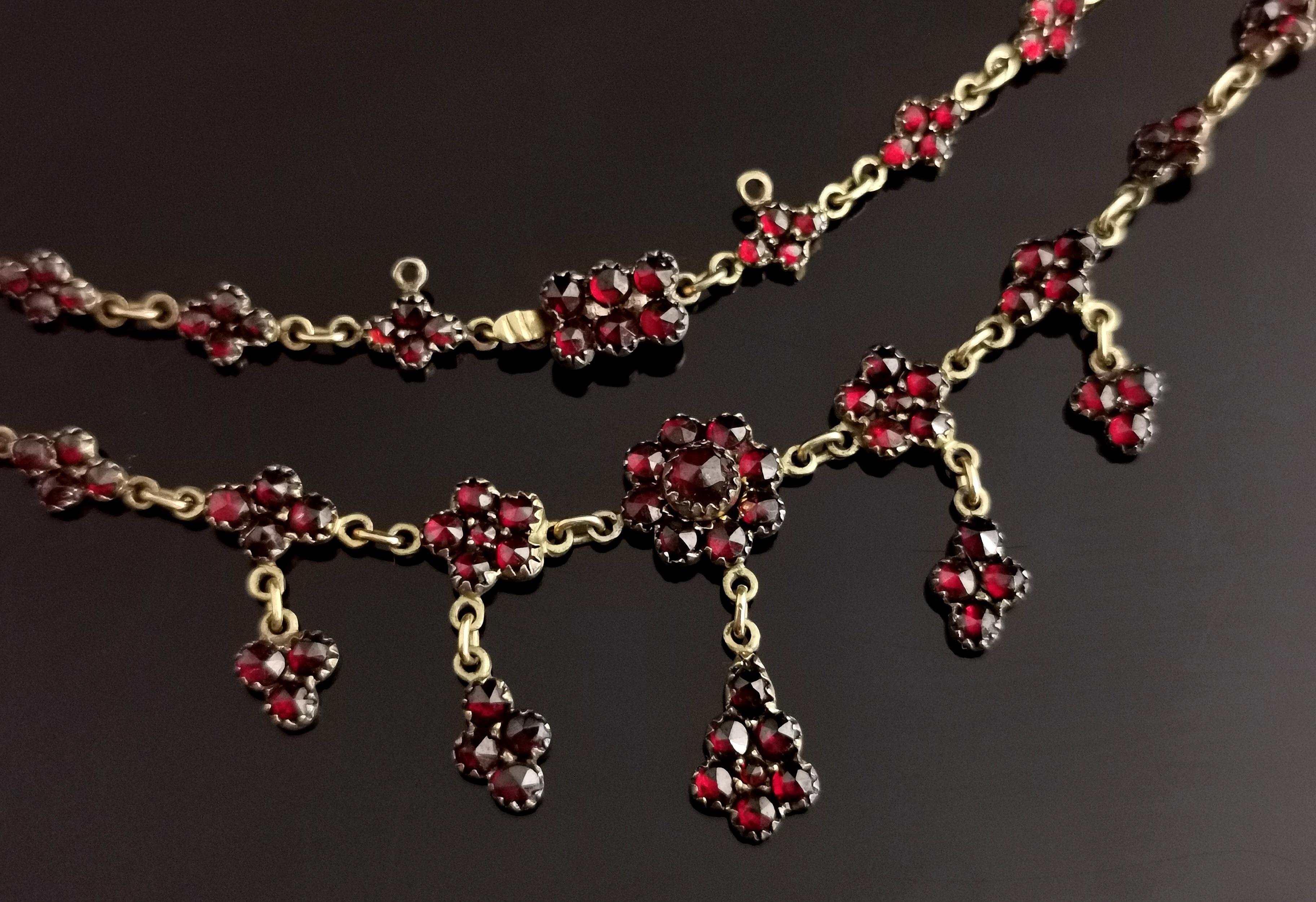 Antique Victorian Bohemian Garnet Drop Necklace 11