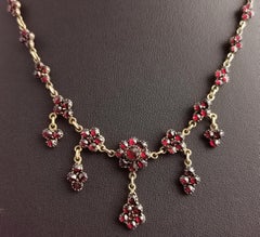 Antique Victorian Bohemian Garnet Drop Necklace