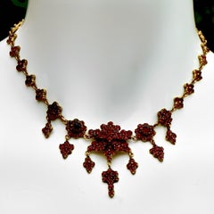 Antique Victorian Bohemian Garnet Drop Necklace