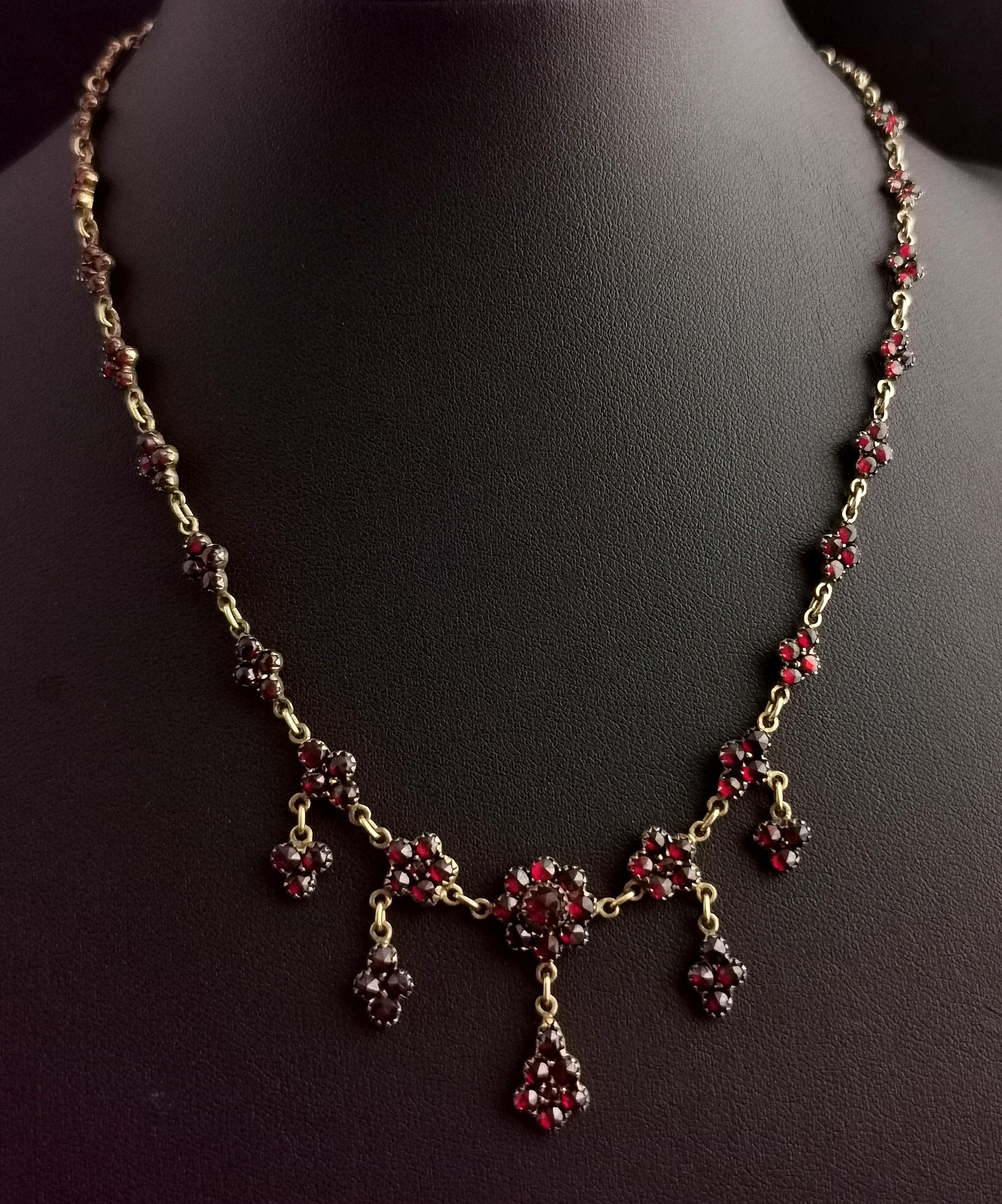 Antique Victorian Bohemian Garnet Drop Necklace 1
