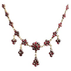 Antique Victorian Bohemian Garnet Drop Necklace