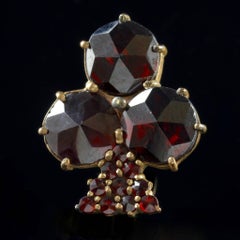 Antique Victorian Bohemian Garnet Earrings Shamrock, circa 1900