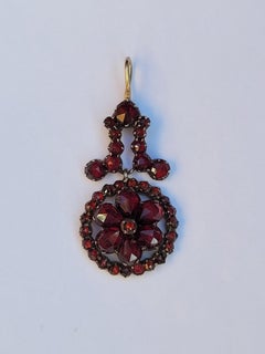 Antique Victorian Bohemian Garnet Flower Pendant