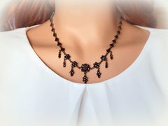 Antique Victorian Bohemian Garnet Pyrope Necklace Circa 1890