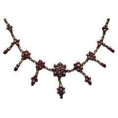 Antique Victorian Bohemian Garnet Pyrope Necklace Circa 1890 